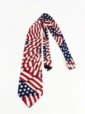 Beans McGee Red Blue White Abstract American Flag Patriotic Neck Tie